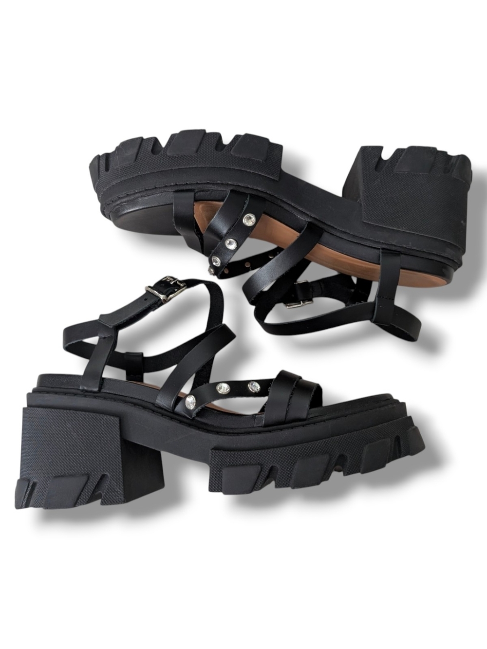 Ganni Black Studded Lug-Soled Platform Sandals